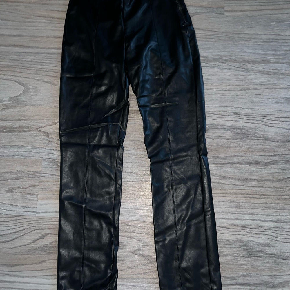 Zara Black Leather-Style Trousers